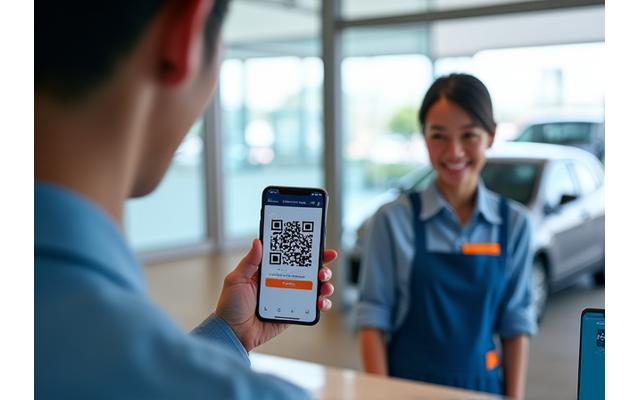レンタカー拠点でのQRコード提示と車両引渡し